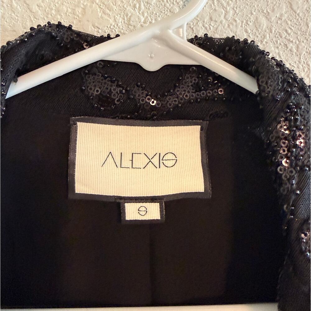 Alexis Firdas Black Sequin Embroidered Blazer Jacket Small - Picture 4 of 9